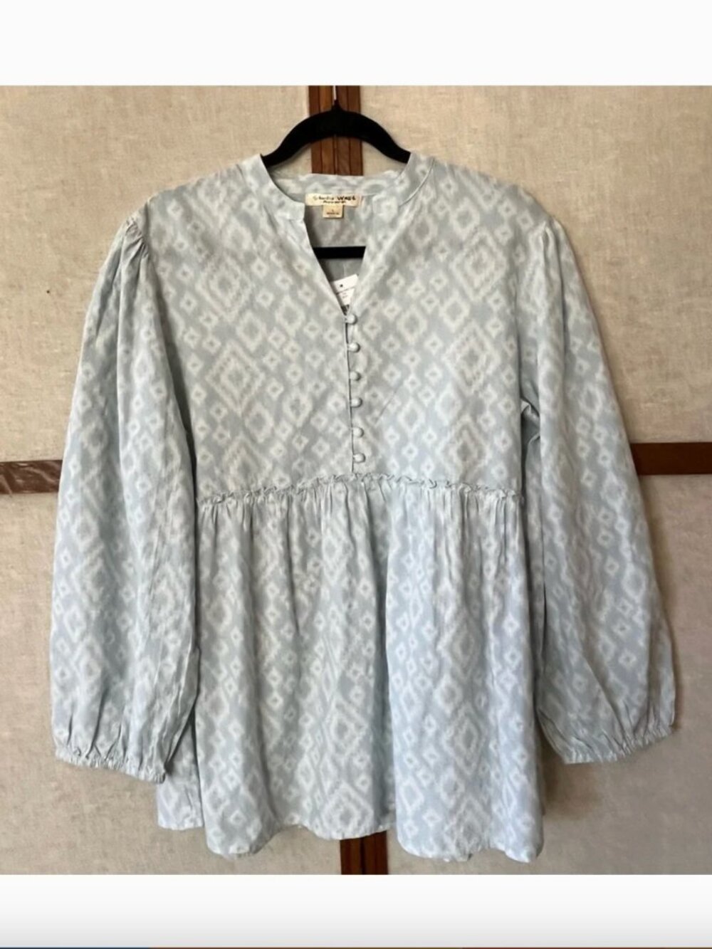 NWT Studio West Apparel Boho Print Western Loose Ling Sleeve Blouse - L